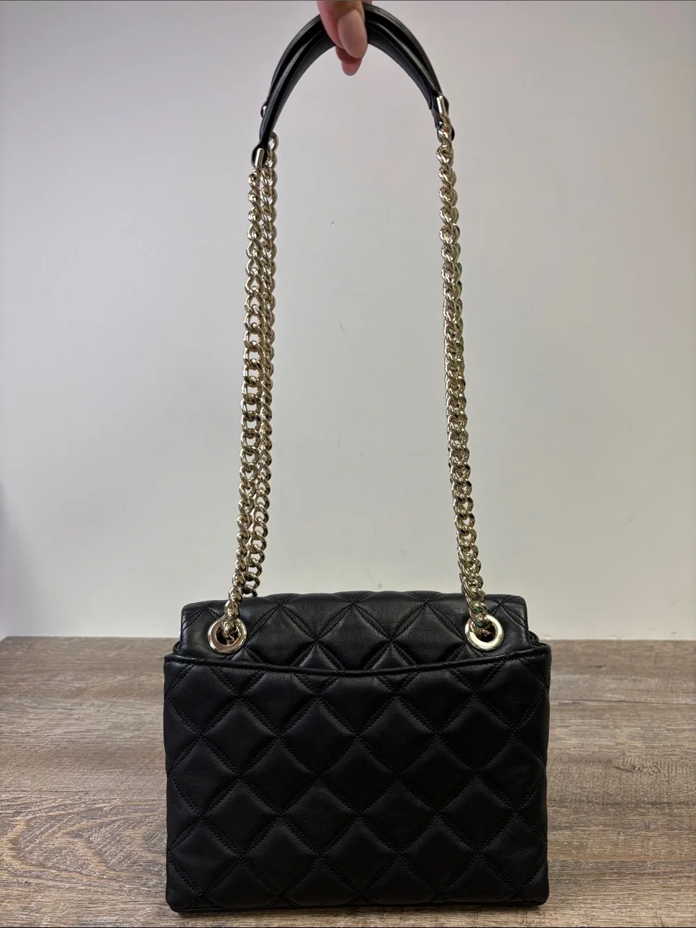 Kate Spade New York Black Quilted Leather Gold Chain Shoulder Bag